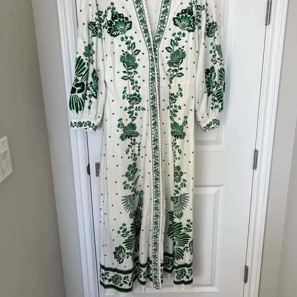 FARM Rio White and Green Floral Long Sleeve Dress - Picture 11 of 12